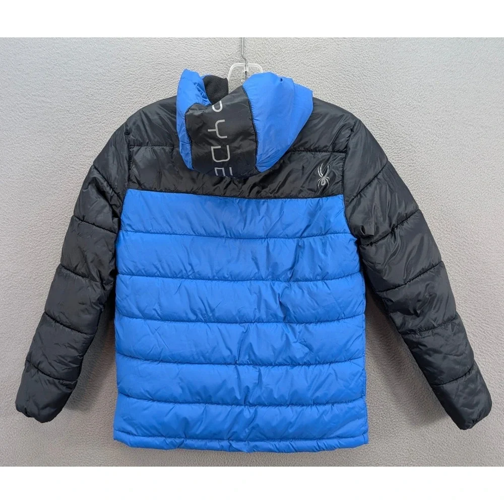 Spyder Hooded Puffer Coat Jacket Youth Boys Size M 10/12 Fleece Lined Winter